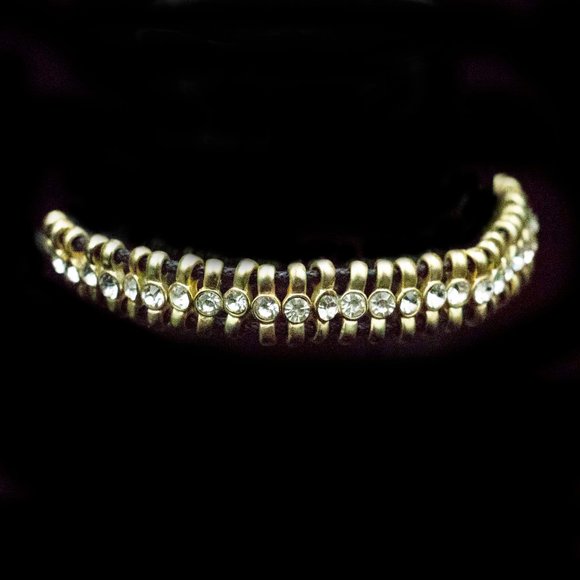 RHINESTONE & GOLD TONE CORDED SLIP KNOT BRACELET - JBNTDC1 - Picture 2 of 3